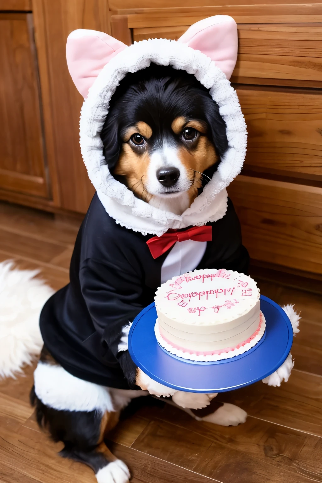 Manga style,Dog costume,Have a cake.party,present,boy,cute