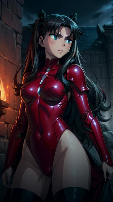 ((tohsaka_rin_fatestaynightufotable, anime_style)), grand mage armour, skimpy leotard armour, jewels and magic, action pose, posing, seductive, 4k, highres, masterpiece, HDR, UHD, sharp focus, highly detailed armour, (a beautiful detailed anime girl with long red hair in a seductive action pose, wearing a grand mage armour with a leotard-style armour design, jewels and magic effects, 4k, highres, masterpiece, HDR, UHD, sharp focus, highly detailed armour, photorealistic, cinematic lighting) 