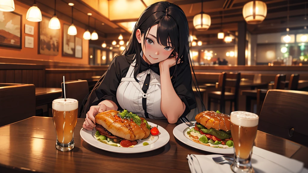 High level of image quality、A girl dining,Western Restaurant,close up,First Person