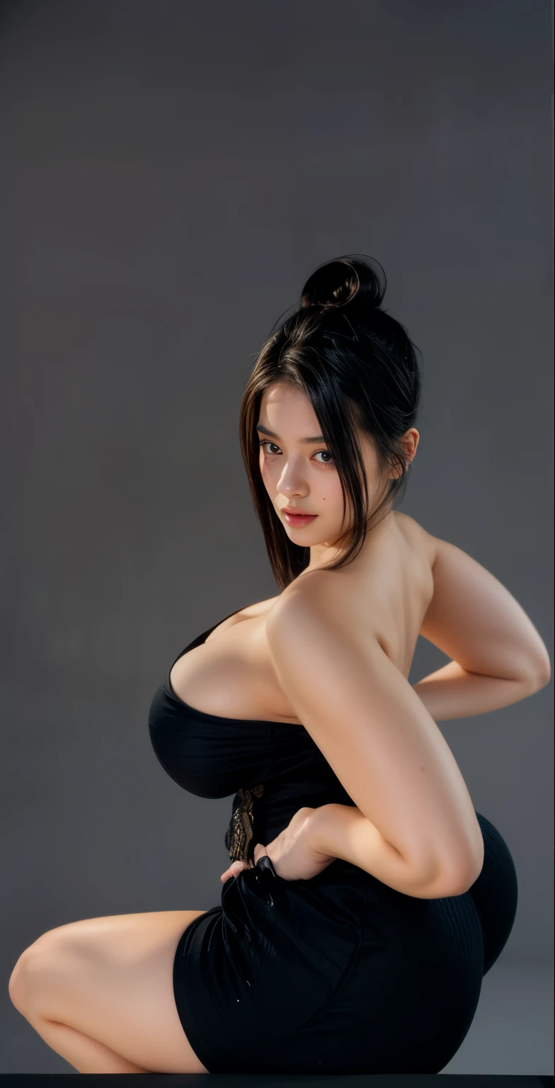 1girl, RAW photograph, High Details, High Quality, UHD, Super Detailed, Textured Skin, clean skin, no tattoo, Anatomically Correct, High Resolution, Masterpiece, Indonesian sexy curvy body woman, fully naked, dark brown detailed nipple, detailed hairy pussy, large waist, solo, Black Hair, pony tali hair, saggy breast, full body shot, Hyper detailed, Photorealistic, 32K, soft light, smiling expression