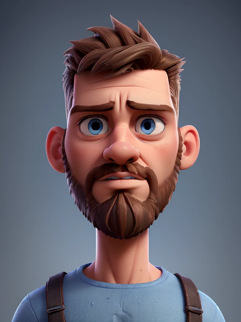 a man with short boyish haircut,detailed face, beard, blue eyes, serious expression, atmospheric lighting, cinematic portrait, dramatic lighting, detailed skin texture, hyper realistic, 8k, high quality, photorealistic