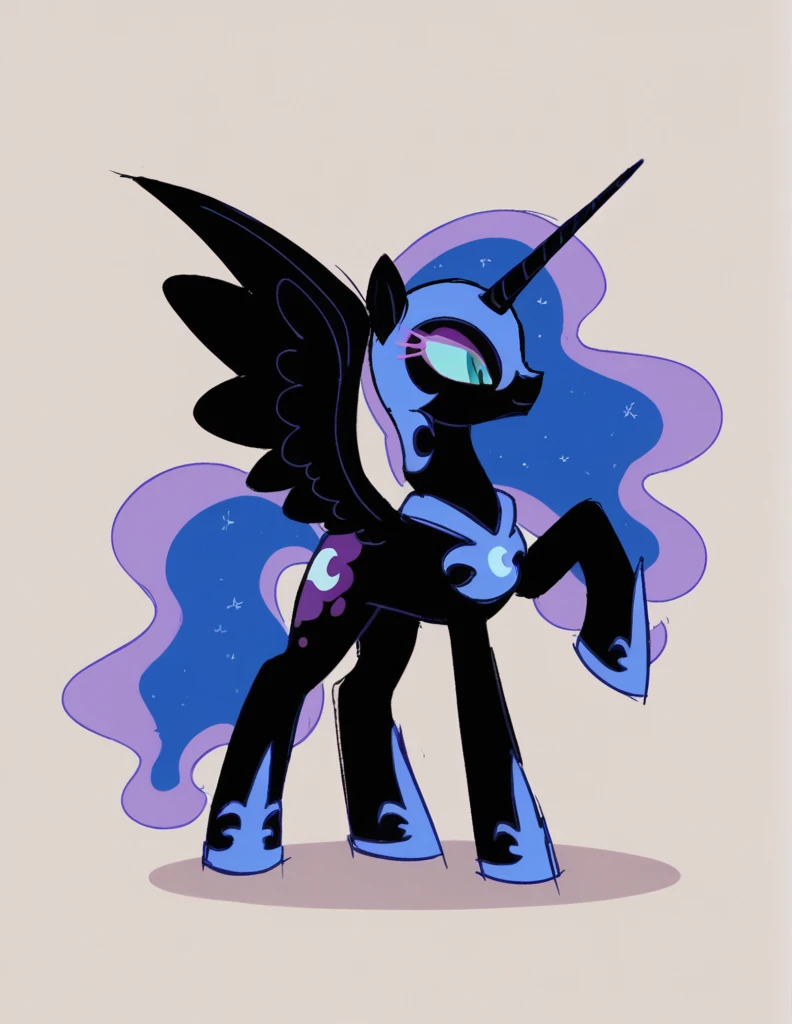 zPDXL, score_9, score_8_up, score_7_up, source_anime, BREAK
sketch, flat color, 1girl, solo, black eyes, nightmare moon \(mlp\), mlp, pony,