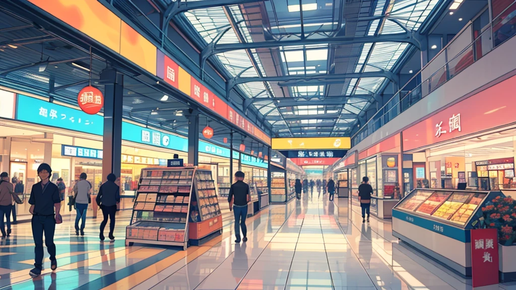 High level of image quality、Bright,clean,shopping mall,nobody,shopping mall内部,cartoon