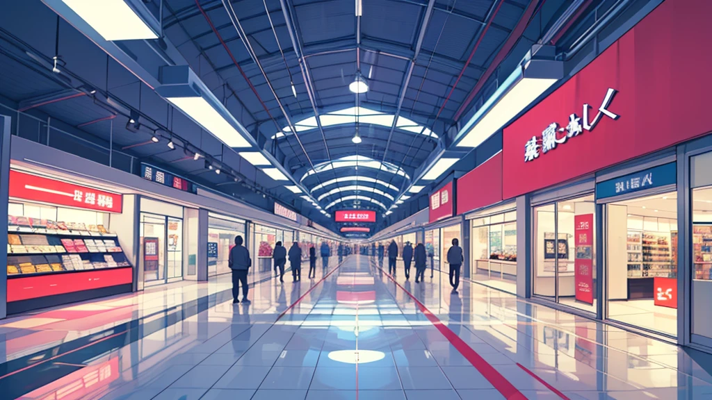 High level of image quality、Bright,clean,shopping mall,nobody,shopping mall内部,cartoon,Empty scene