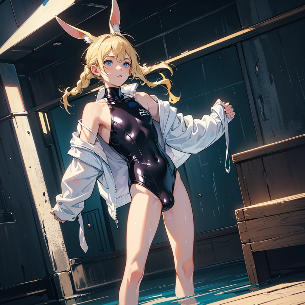 ((Best quality)), ((masterpiece)), (detailed:1.4), 3D, an image of a beautiful cyberpunk male, ((boy only)),not a girl,HDR (High Dynamic Range),Ray Tracing,NVIDIA RTX,Super-Resolution,Unreal 5,Subsurface scattering,PBR Texturing,Post-processing,Anisotropic Filtering,Depth-of-field,Maximum clarity and sharpness,Multi-layered textures,Albeo and Specular maps,Surface shading,Accurate simulation of light-material interaction,Perfect proportions,Octane Render,Two-tone lighting,Wide aperture,Low ISO,White balance,Rule of thirds,8K RAW,boy,gold hair,braid on one side,wet panties,Take the floral panties, white panties,can saw a trace on my panties dick,panties is very wet,The panties are so sheer you can see the penis,(idle),Spread legs,tattoo between legs,((The penis is shiny)),cute boy, cute face,((bulge panties)).like a , the skin is smooth and shiny,((Smooth figure, small body)),There are wrinkles in the underwear, glasses, (((white penis))),They have small, white testicles,((limpy dick like a child)),(man chest),Kneel with your legs spread apart,blue eyes,(((The penis is extremely small and short and white color and like a kid))) ,(((The outfit covers all genitals))),(slender legs and arm),skin very smooth,Smooth stomach,Rabbit ears and rabbit tail,((The area between the legs bulges out)),can see the wrinkling of your penis through the clothes,child's body,Rabbit ears hanging down,Rabbit ears are fluffy,The clothes are transparent,black stockings,rubber Strap bodysuit,topless,((little Boyutfit, swimming Tight boyshorts pant,g-strings panties style,16 year old,((swimming costume)), background bathroom,The body and clothes are wet,Long blonde hair braided on one side.