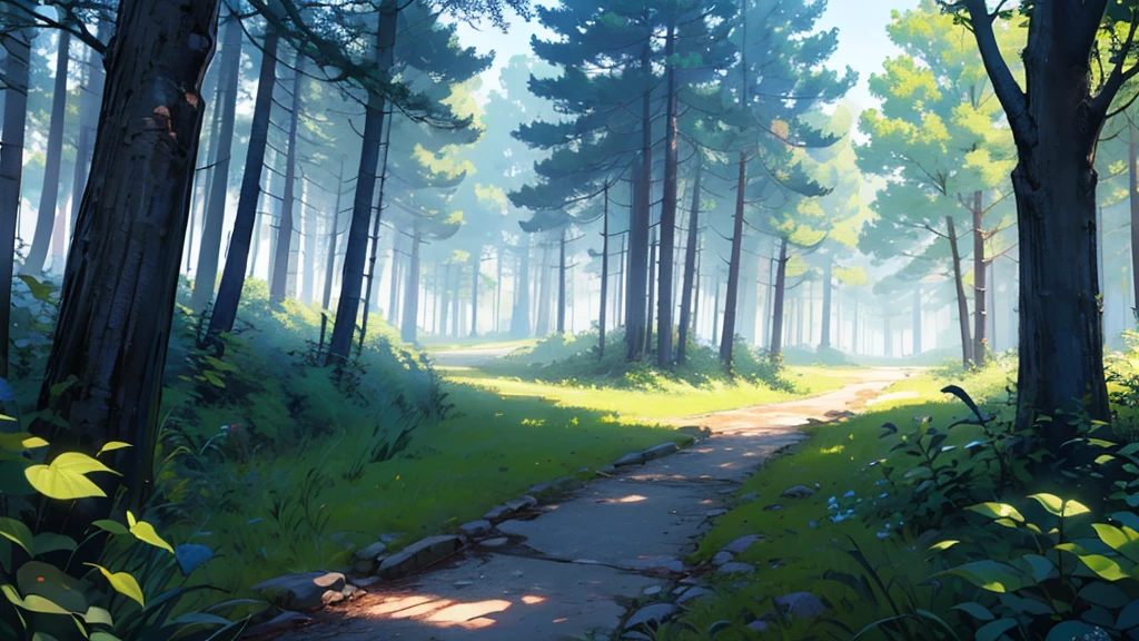 High level of image quality、Bright,clean,forest,cartoon,Empty scene