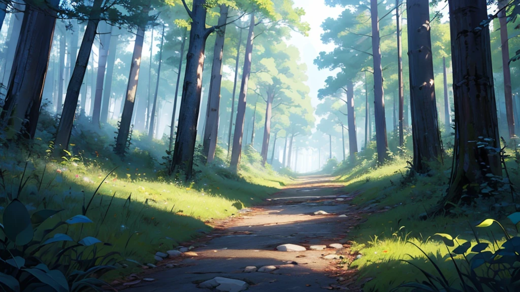 High level of image quality、Bright，clean，forest，cartoon，Empty scene
