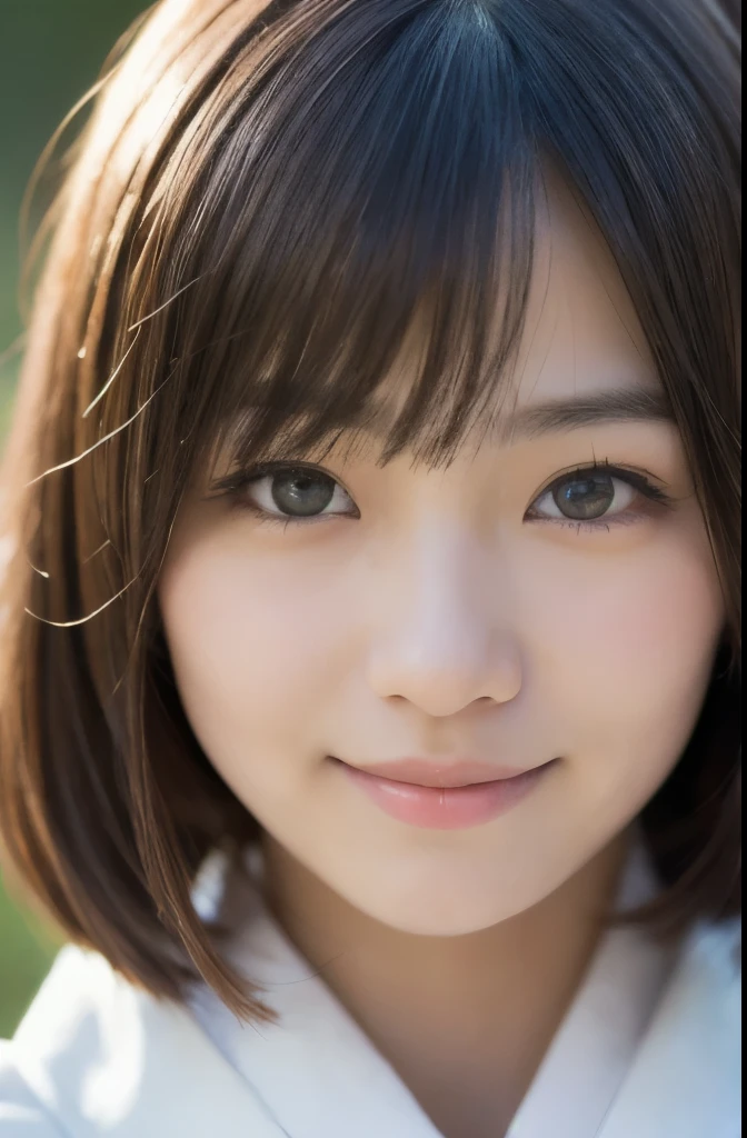 best quality, face focus, soft light, ultra high res, (photorealistic:1.4), RAW photo,(Shinozaki Ai), white skin, kawaii,
1 Japanese girl, solo, cute, (smile), (pupil, lights in the eyes), detailed beautiful face, Medium-sized breasts,(high resolution detail of human skin texture),(long hair),(portrait), upper body, white traditional kimono, in the forest,