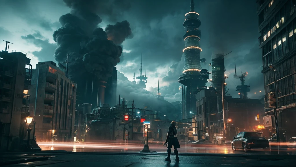 Final Fantasy 7 style　Midgar　Calming　scene