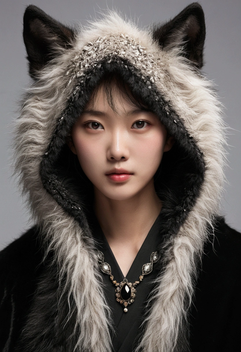 Wolf,Wolf cloak,Ruan Jia,Pino Deheny,black gem,Stupid Dog,肌肉发达的雄性Wolf, (Delicate face), (Fine fluffy fur)
