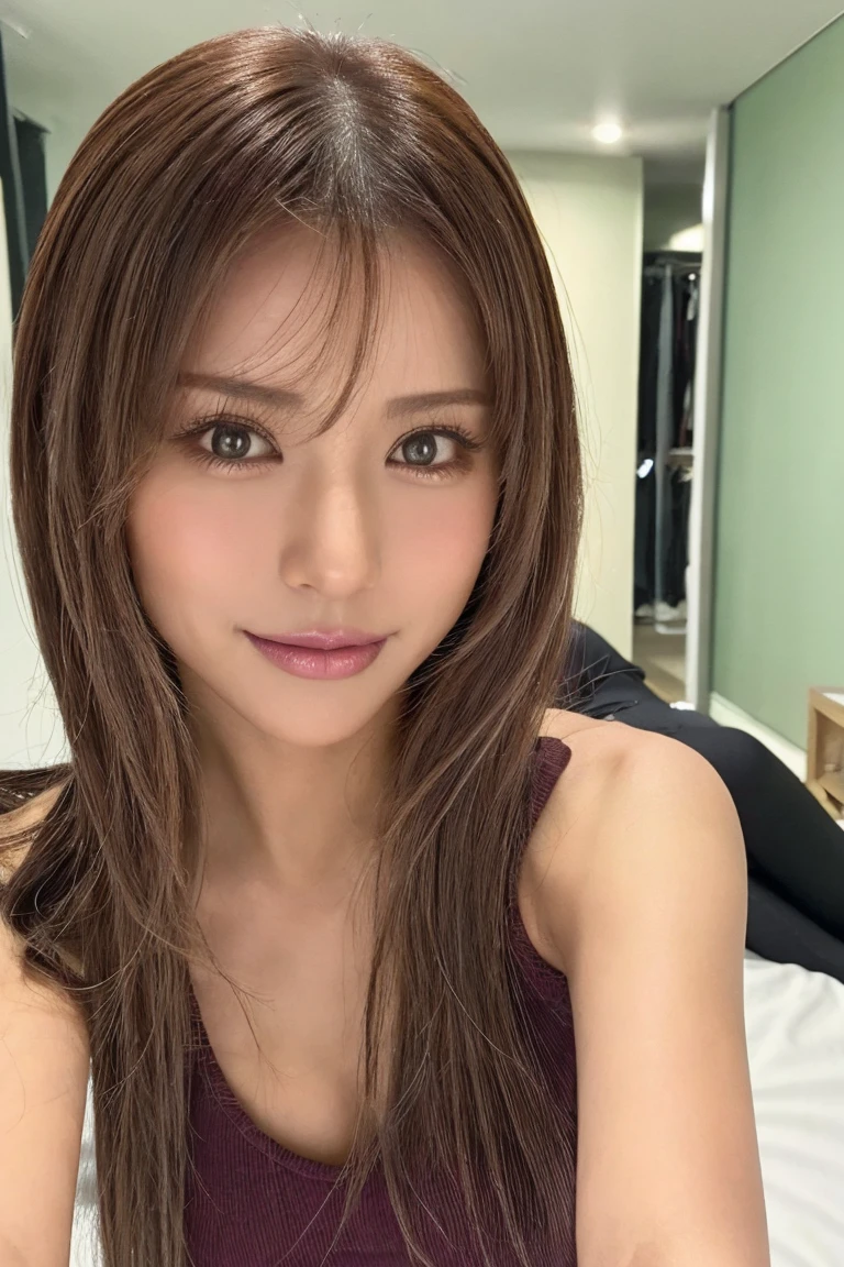 Late at night:1.2、Underarm:1.2、(Selfie:1.5)、Mature Woman:1.5,40 years old女性,masterpiece、Highest quality、非常に精細な8k、Ultra HD、Very detailedな、Very detailed、とてもRealistic、Realistic、Japanese、One Girl、High head rate、Beautiful realistic face、Realistic face in every detail、Attention to detail, Realistic Hair、Beautiful and realistic hairstyles、Beautiful and realistic eyes、hVery detailed realistic eyes、Proportional eyes、HVery detailed pupils、Very detailedリアルな自然な眉毛、Very detailedリアルな唇、 Beautiful and realistic lips、Pink lipstick、Sexy lips、Realistic and well-proportioned breasts、Realistic medium sized breasts、Slim Abs、Very detailed皮膚、Ultra-high resolution,8k,Realistic、 Perfect Sentence, Detailed lighting, Dramatic Shadows, Ray Tracing, 1 girl, Looking at the audience、40 years old、Tight Yoga Tights:1.5、Big Breasts:1.4 、Condescending look、Compensate、Sit on a fluffy bed、Grin:1.5