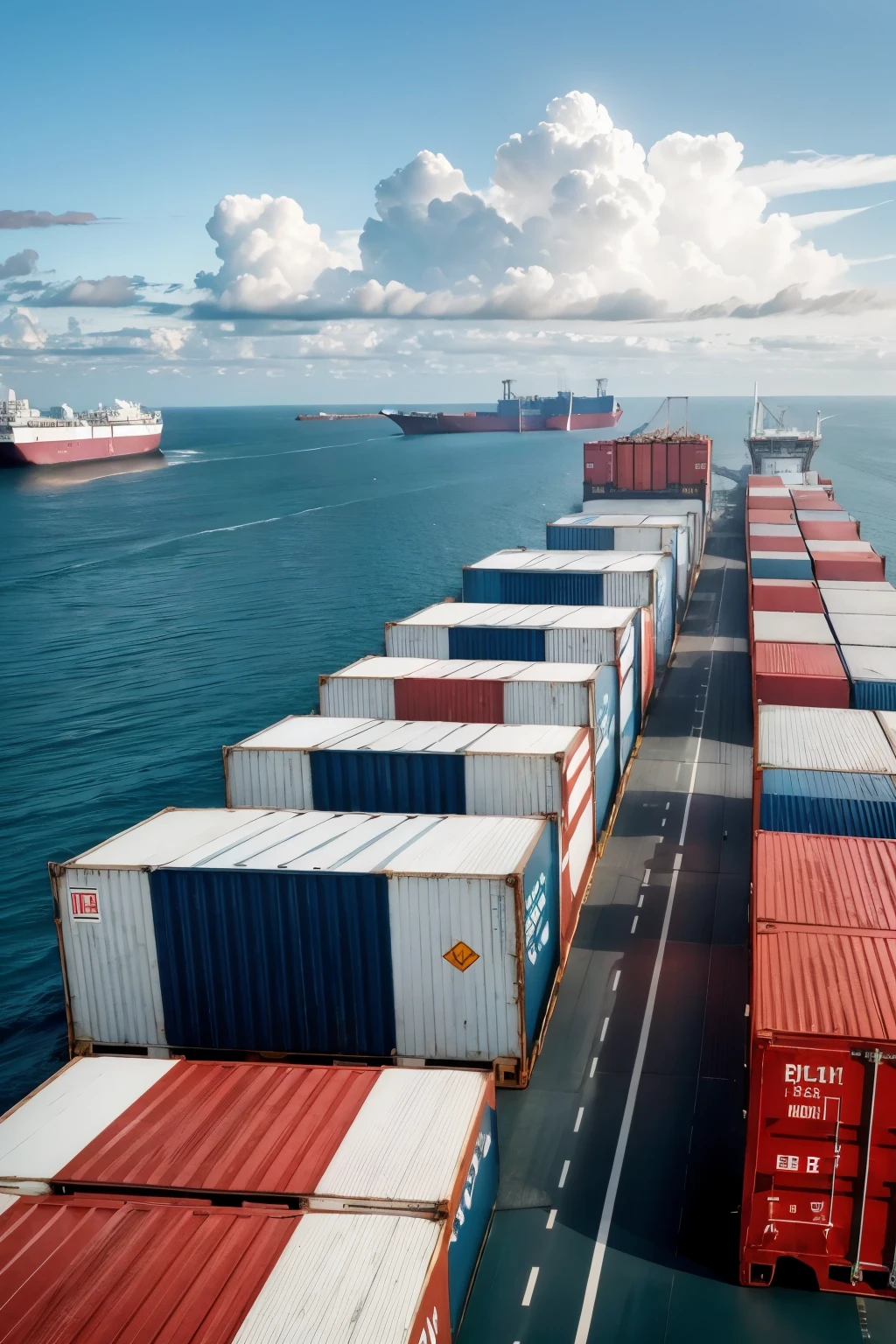 truck container ship port