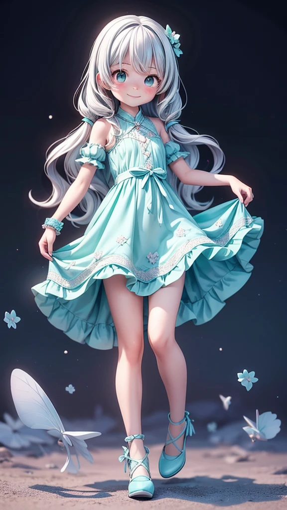 Nahida, , flat chest, full body, thick thigh, holding skirt up, short dress, short skirt, cute panties, chemise, high-waisted skirt, good eyes, Smiling softly, underwear, perfect body ratio,HD lighting and dark )<=(epic image quality)dark atmosphere with bright particle light(many effects in background