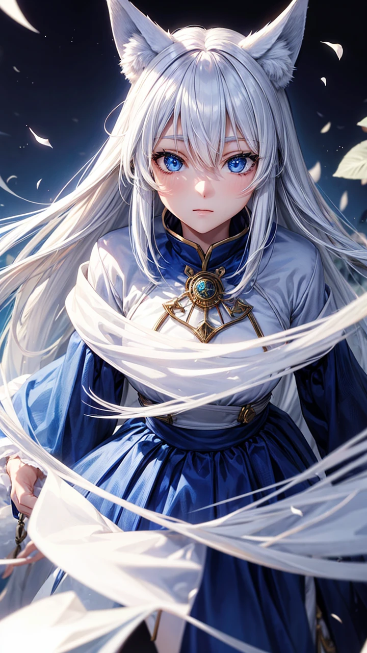Adult males and females、blue eyes、White Hair、Fox Ears、Fox Mask
