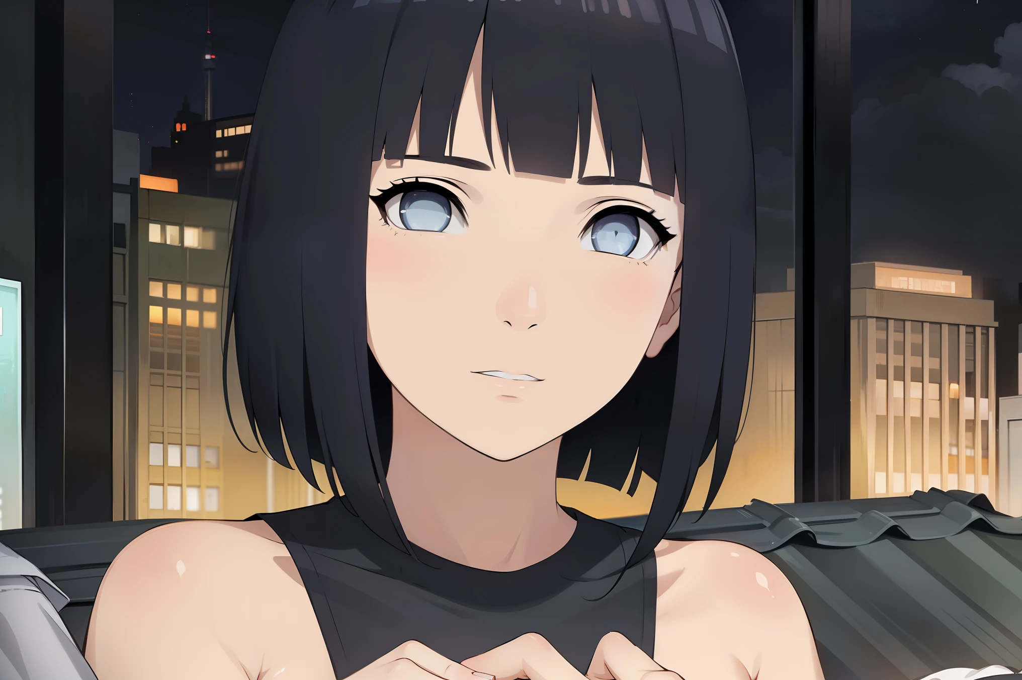 (black hair:1.5), (short hair:1.3), white eyes, ((mature female)),
BREAK (Fancy underwear:1.2),
BREAK (Standing:1.2), ((Night city view, Rooftop:1.3)),
BREAK (masterpiece:1.2), best quality, high resolution, unity 8k wallpaper, (illustration:0.8), (beautiful detailed eyes:1.6), extremely detailed face, perfect lighting, extremely detailed CG, (perfect hands, perfect anatomy),
