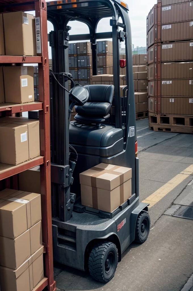 forklift loading merchandise inside a container