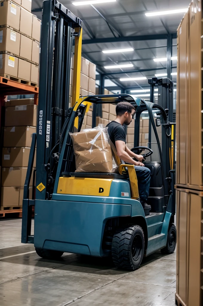 forklift loading merchandise inside a container