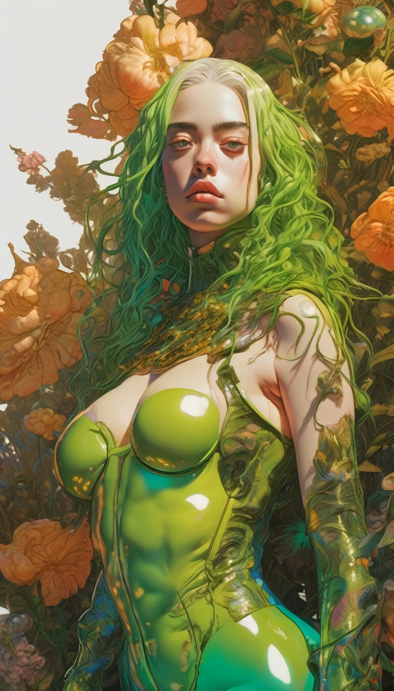 artwork by Katsuya Terada, mid center composition
8K, HD, intricate detailed masterpiece, ++Billie Eilish in a sexy bralles top, ++pantyhoes, tights+, Billie Eilish no bra+, +big , transparent, glowing green eyes, green iris and black eye ball, full body shot, green hair, anatomecly correct, body ,organic shapes, hard edges, anatomecly correct body, sentual +sexy poce, hyper realistic, Billie Eilish elegant,cinematic lighting, highly detailed, intense colors, octane rendered Billie Eilish, surreal mood, award winning picture, glowing rich colors, iridiscent accents,- dramatic shadows,dynamic and atmospheric lighting, anamorphic lens, sharp focus, trending on Gsociety and ArtstationHQ, see through, glowing rich colors, 8K, 3D rim light, 3d final render, 3d shading, unreal 5, octane render, iridiscent accents, highlights and overtones,
intricate high detail masterpiece by Katsuya Terada, in the STYLE of Katsuya Terada