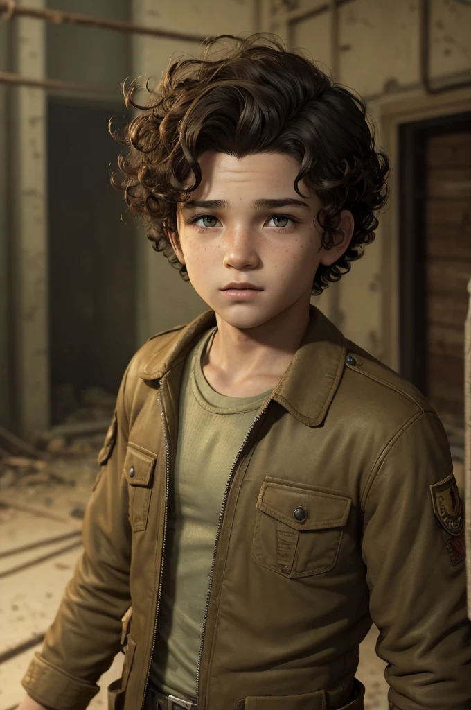 A boy with curly hair in Fallout