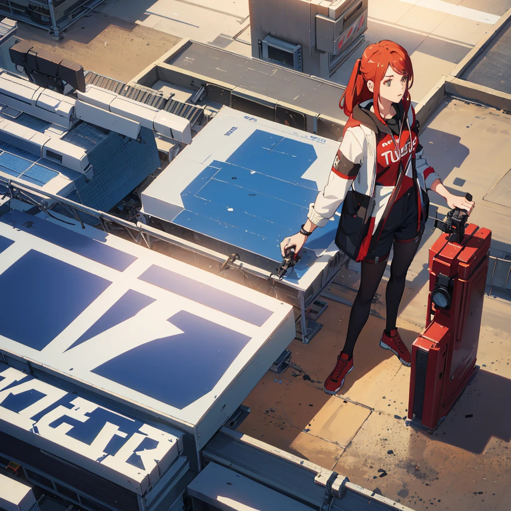It's a female character, named Top Lane, anime, logo, holding a gun, YouTube,Standing with the mic