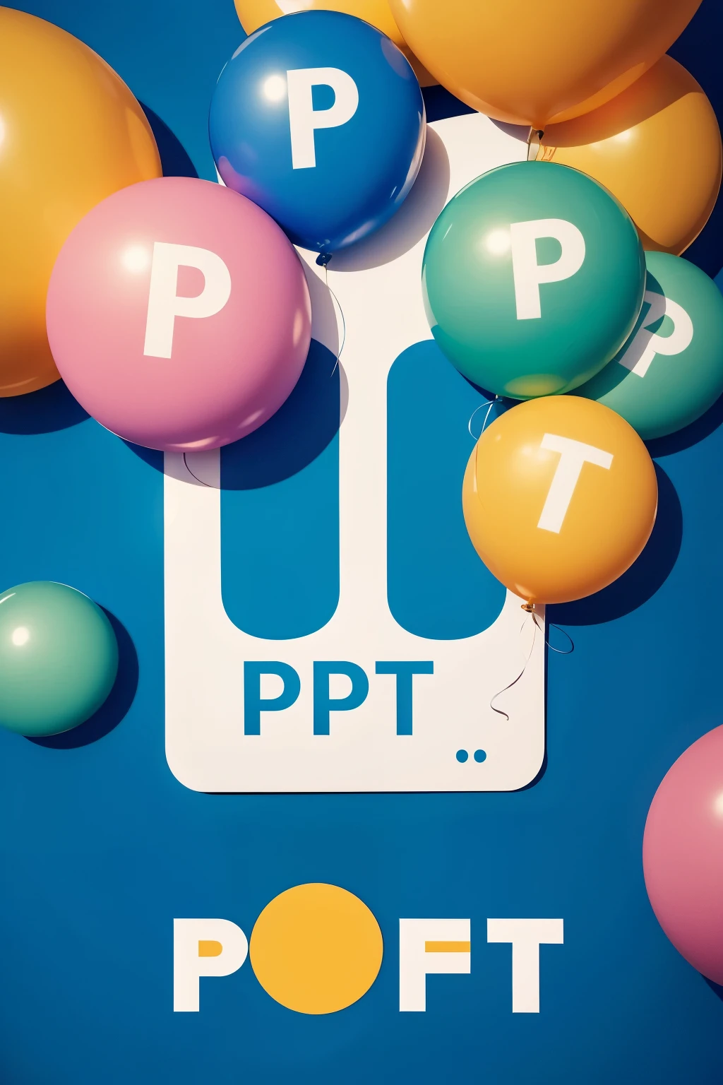 A logo for a party campaign, with the letters "PF"  what does it mean "Happiness Party", with images that refer to this and that are difficult to forget, an image without people