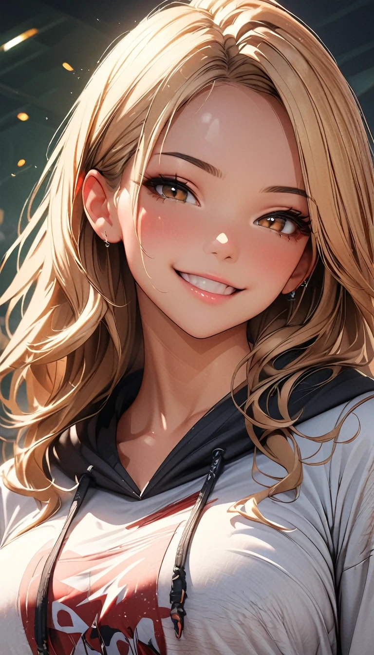 (Highest quality、masterpiece、High resolution、detailed), (Realistic skin texture:1.3), (detailedな目、Beautiful Face), 1 female, Delicate face, cute, One Girl, alone, Wicked Smile,hoodie, Pleated skirt, JK,Large Breasts、Attractive breasts Ultra HD, masterpiece, Highest quality, Super Detail, Accurate, , rtrophto1