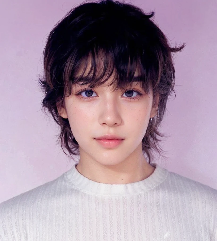 a cute young boy fem, beautiful detailed eyes, beautiful detailed lips, extremely detailed face, longeyelashes, cute smile, messy brown hair,