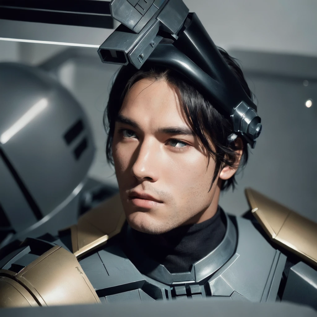a young man in armor with a helmet on, jango fett, from star wars legends, wearing beskar armor, daniel logan, clean shaved, extremely detailed face, highly detailed armor, volumetric lighting, cinematic lighting, epic, dramatic, masterpiece, hyper realistic, 8k, photorealistic, detailed environment, detailed background, science fiction, futuristic, dark mood, moody lighting, dramatic shadows