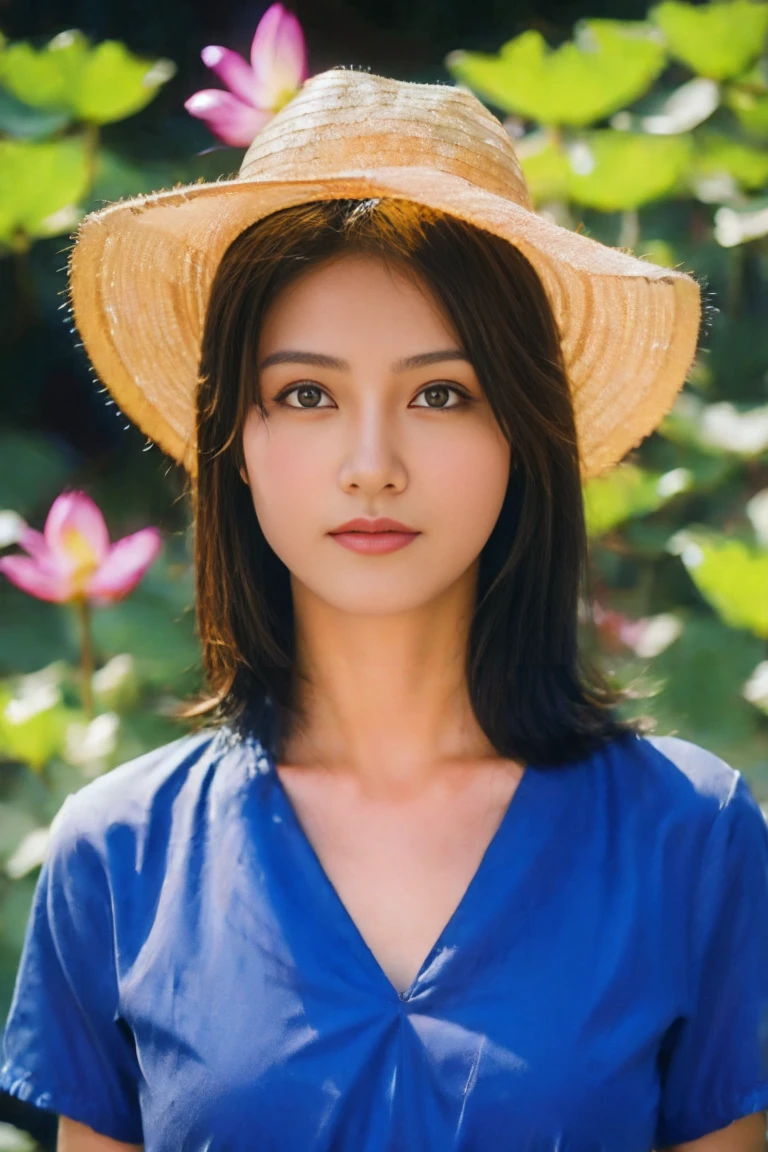 21-year-old girl,Fashion photography portrait of human head in blue,In bloom、In the blue jungle with birds singing and flowers blooming,3D Rendering,Program Gateway,Symmetrical,Octane Rendering,35 mm,Bokeh,9:16,(Intricate details:1.12),HDR,(Intricate details, Ultra Detailed:1.15),(Natural skin texture, Surrealism, Soft Light, sharp:1.2),