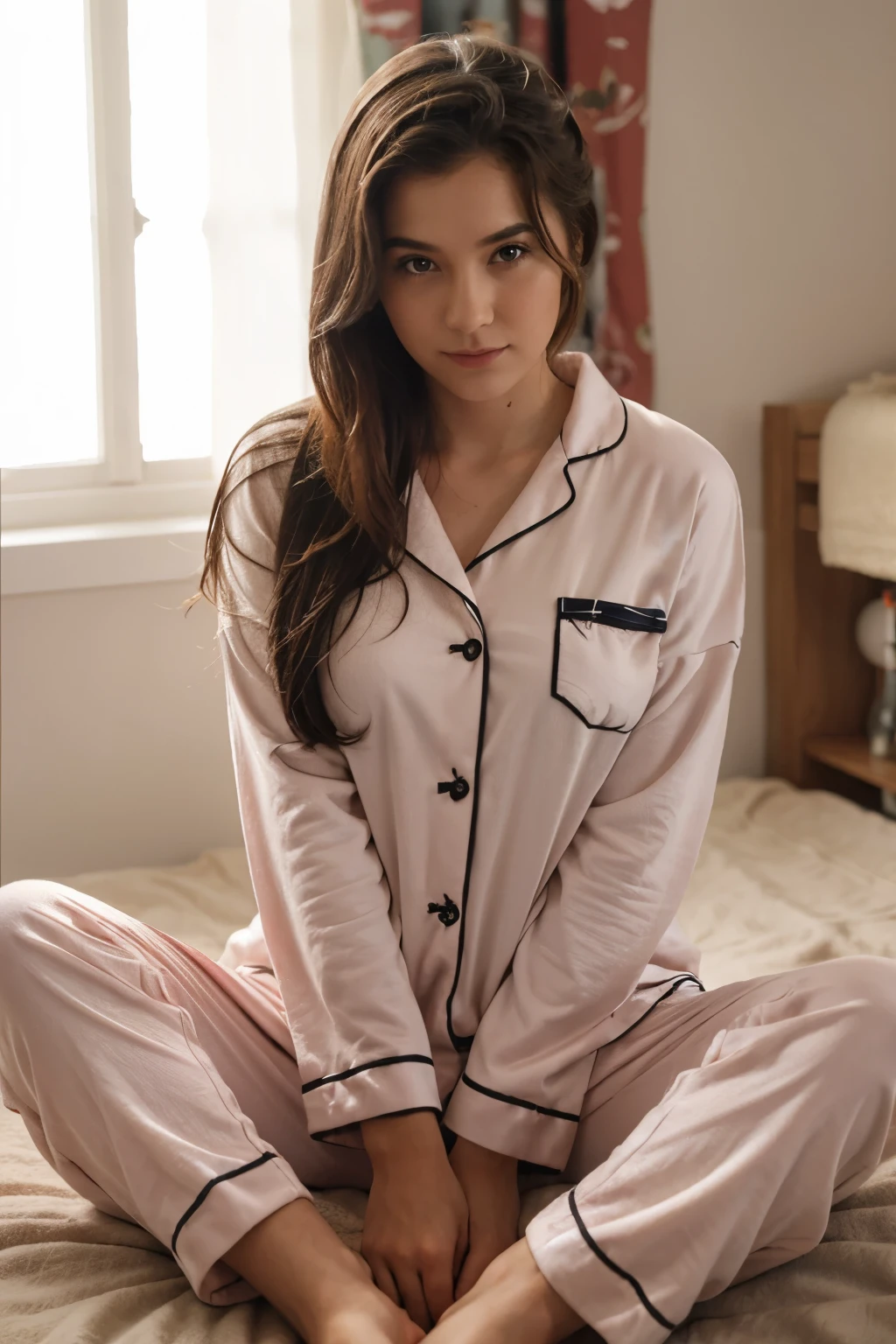 An uzzlang girl in hot pajamas