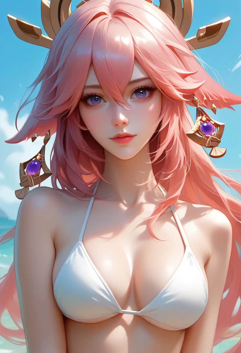 score_9, score_8_up, score_7_up,source_anime, high res image,masterpiece,best quality,girl,cute face,clear skin,yae_miko_genshin,bikini,