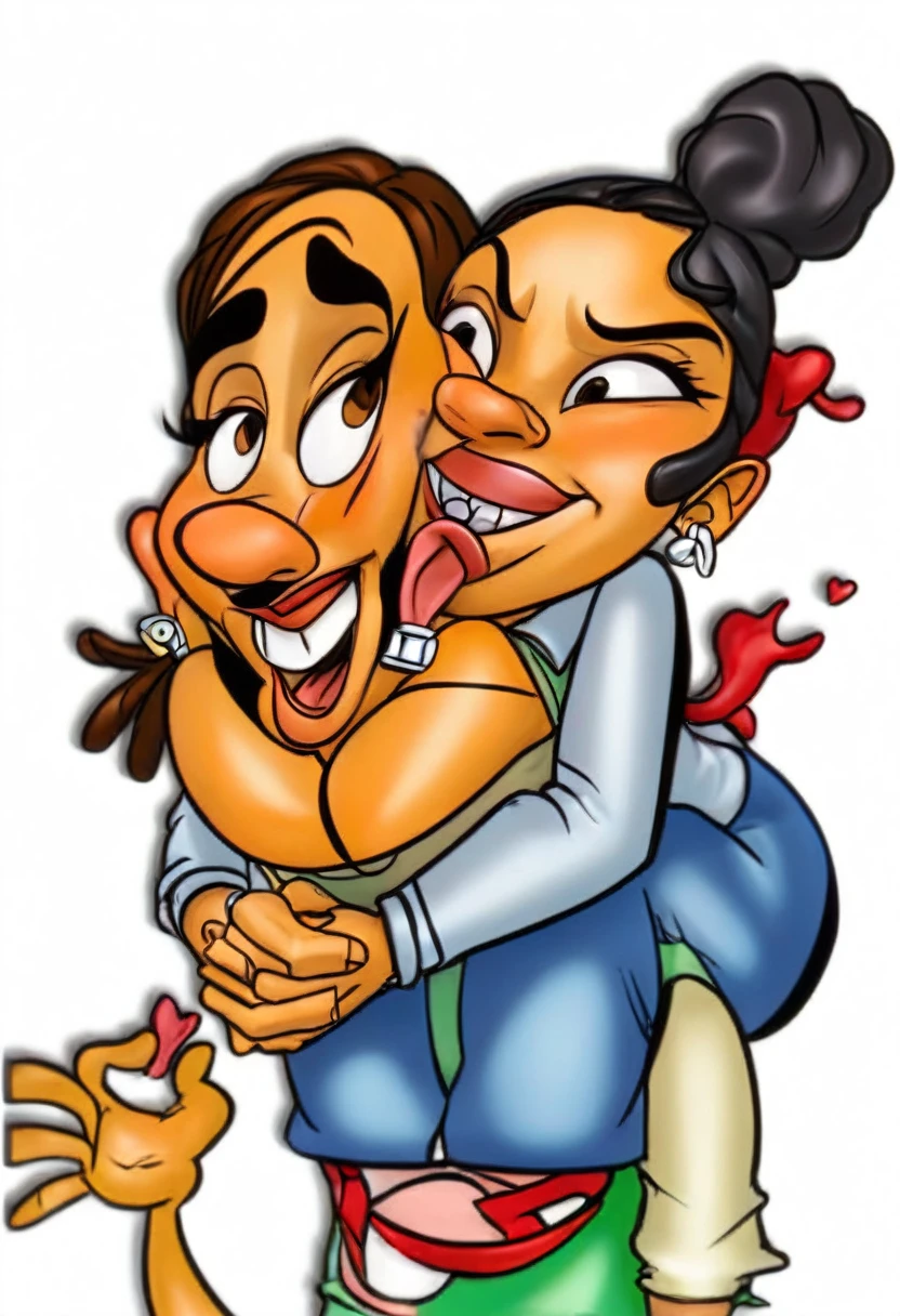 cartoon of a man carrying a woman on his back, cartoon art, cartoon artstyle, in cartoon style, cartoon image, cartoon digital art, cartoon art style, cartoon style illustration, digital art cartoon, hugs, cartoon still, ren and stimpy style, cartoon style, caricature!!!, funny cartoonish, added detail, cartoon drawing, cel shaded!!!, full color illustration, 8k
