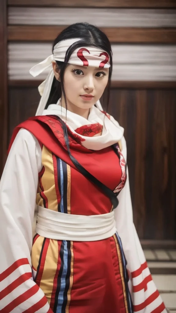standing alone kyoukai looking at viewer headband extremely beautiful girl posing perfect face detailed perfect body detailed beautiful art work full body
