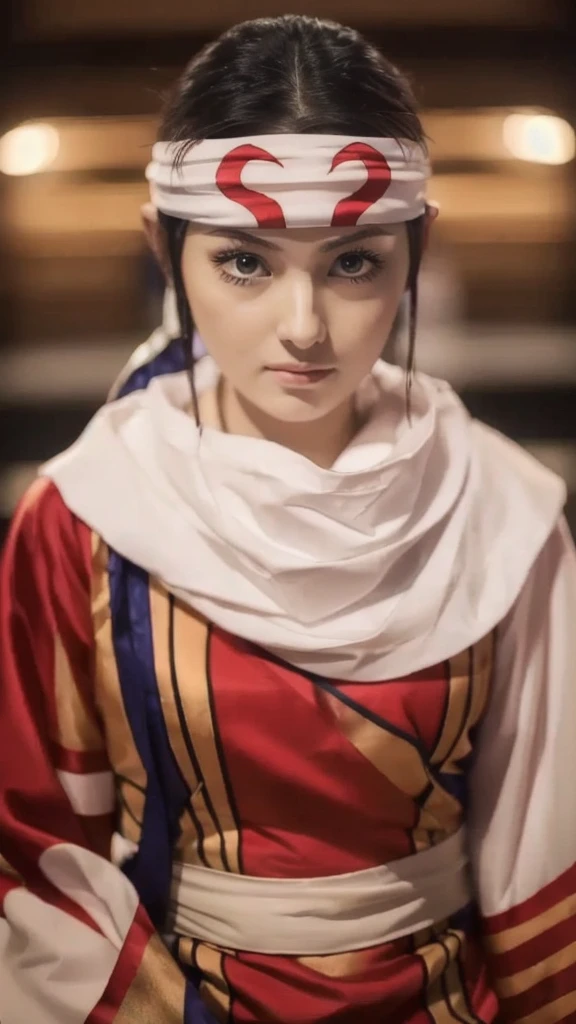 tanding alone kyoukai looking at viewer headband extremely beautiful girl posing perfect face detailed perfect body detailed beautiful art work full bod