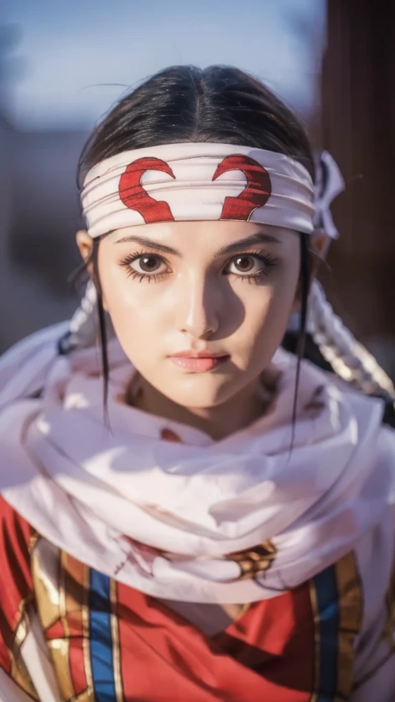 tanding alone kyoukai looking at viewer headband extremely beautiful girl posing perfect face detailed perfect body detailed beautiful art work full bod