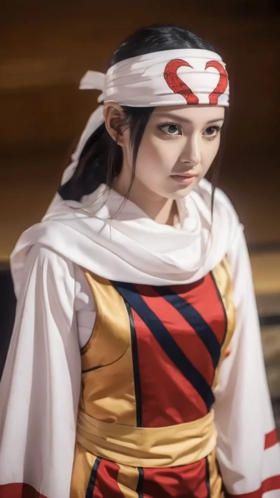 tanding alone kyoukai looking at viewer headband extremely beautiful girl posing perfect face detailed perfect body detailed beautiful art work full bod