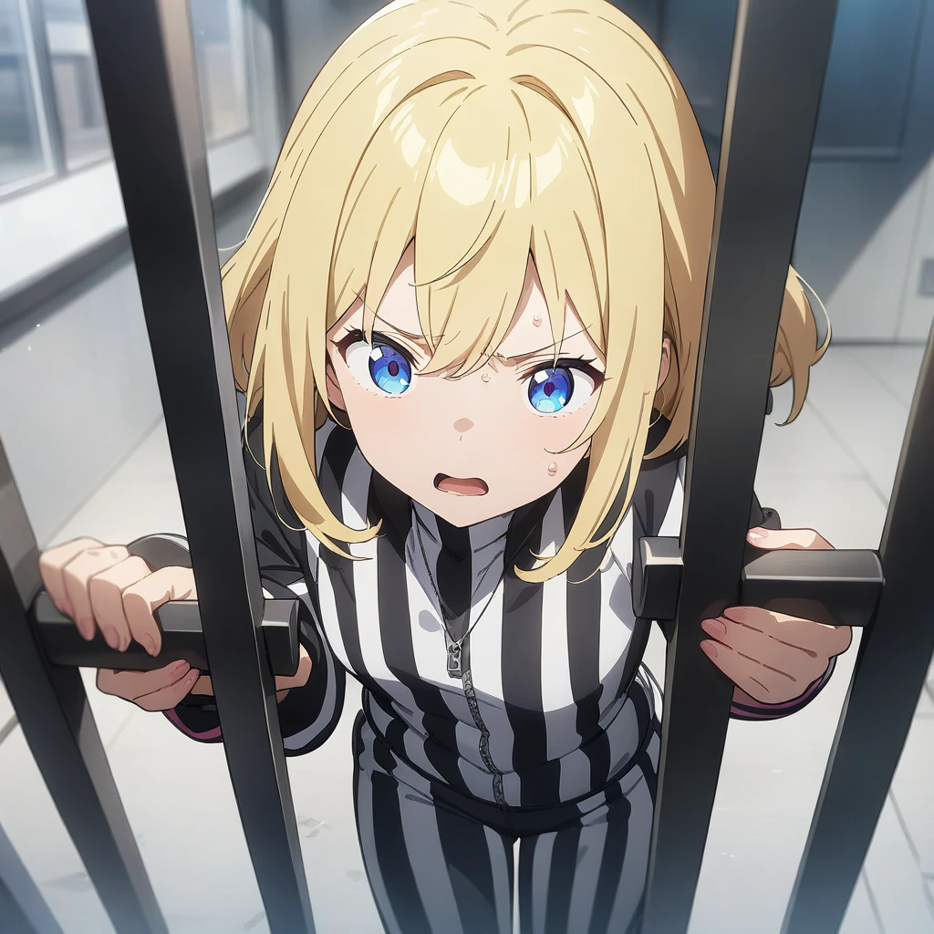 (Prison), high resolution, high definition, bizarre,sweat,crazy,immobilized,marked eyes 