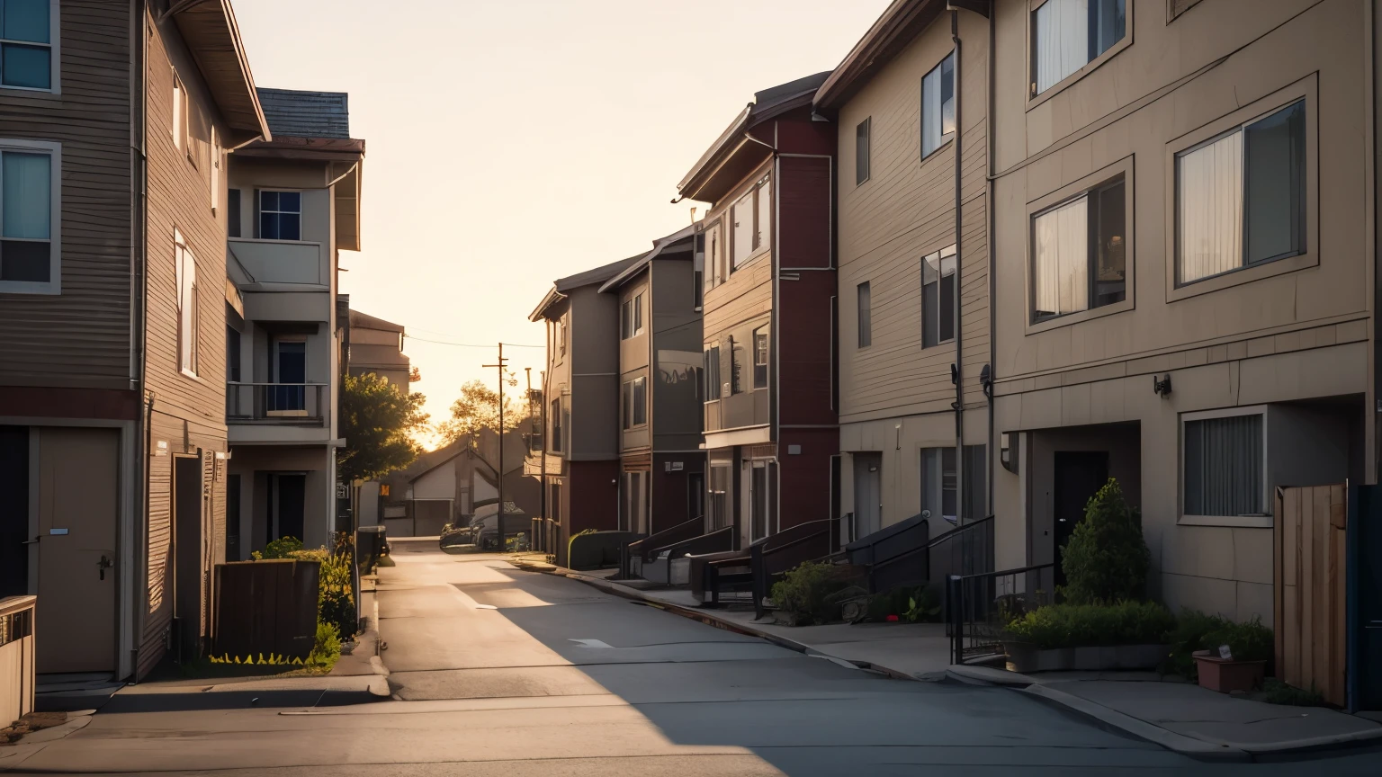 Housing buildings. cinematic lighting