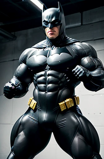 Create a light gray even more muscular and bigger and massive Batman male gay only of muscle growth hulk story. huge muscular body Batman only in tight latex suit flexing standing a very packed Batman has one of arm is longer and more muscular than left arm. Power ranger helmet latex presenting packed deltoid big swollen abs and legs with ass. close up to chest. pleasure face impressvie build muscles very packed and swollen. Very muscular Batman flexing bicep, presenting LaTeX suit chest with tight leather harness on suit. tight Helmet Power Ranger Huge chest with swollen bicep and big Abs. Schoking reaction by bigger Huge muscular body latex.