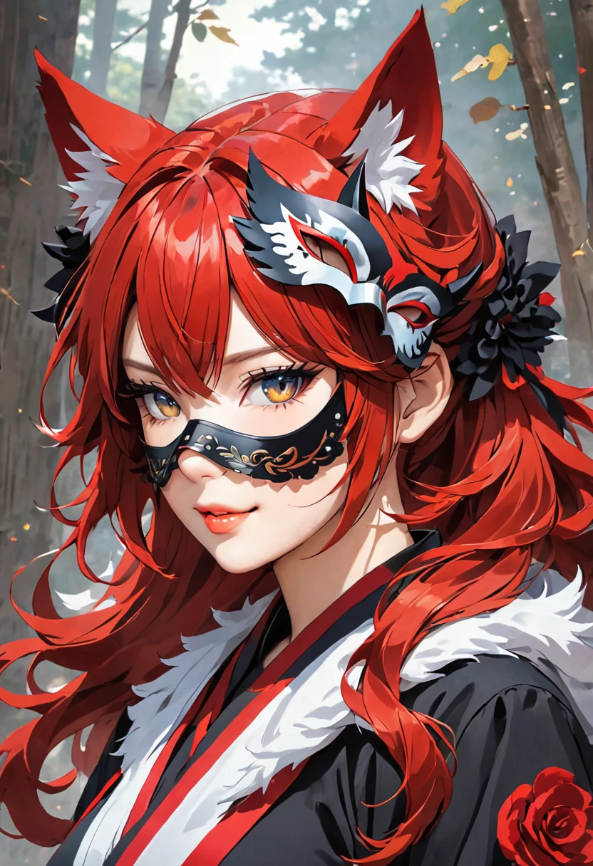 Using a mask, Red Hair, Wolf Ears