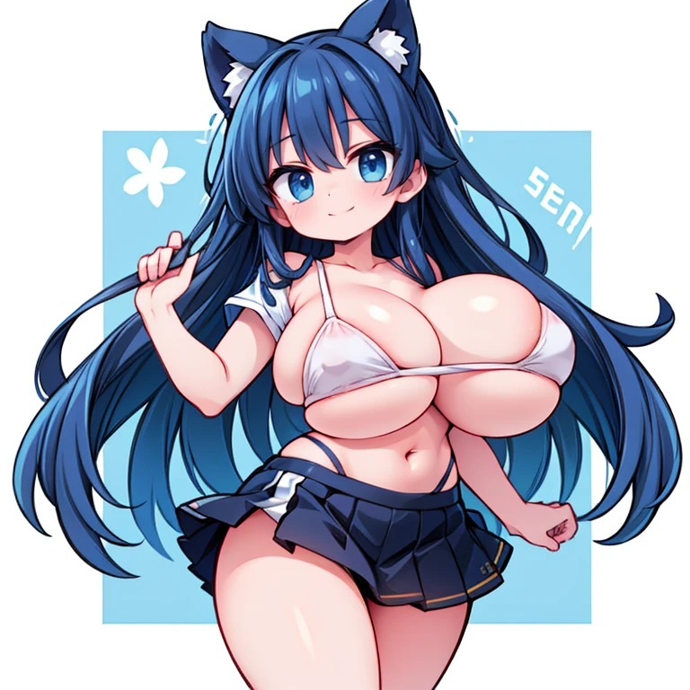 Anime Kawaii sexly Perfect Slim sensual body large breast and huge thighs, An intricate and highly detailed illustration of anime (Young girl) breasts big，Lop，sports attire，bra，clavicle，へそ，，a skirt，smiling, sweetheart, sexly :1.2)(Clean the skin)(glad)][(clothes inspired by &to quote;MINNIE&to quote;) , ILLUSTRATION FOR CHILDREN , clean backdrop]