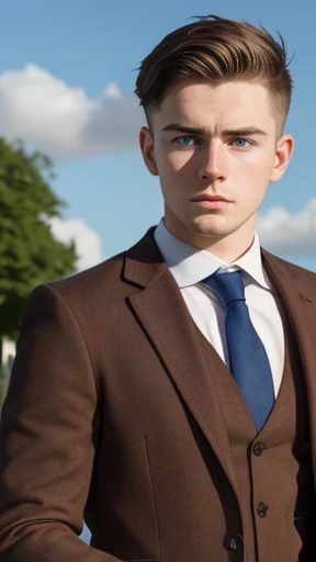 A young Irish man focus on face
