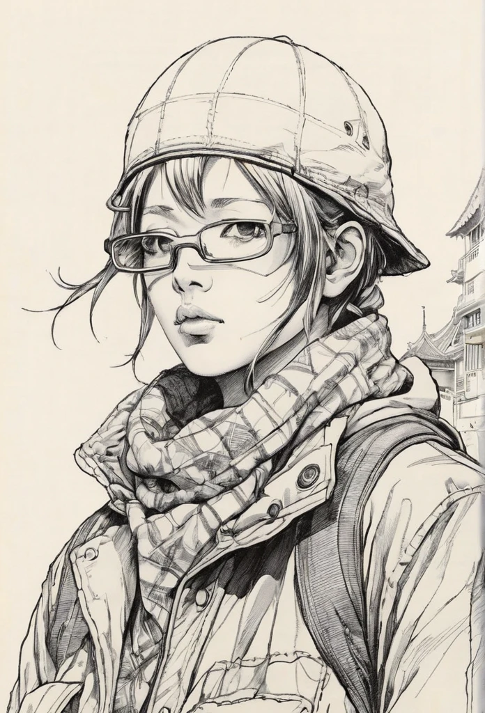 Anime line art, by Naoki Urasawa, sketch, best quality, masterpiece, highly aesthetic, perfect composition, intricate details, ultra detailed, black and white animal