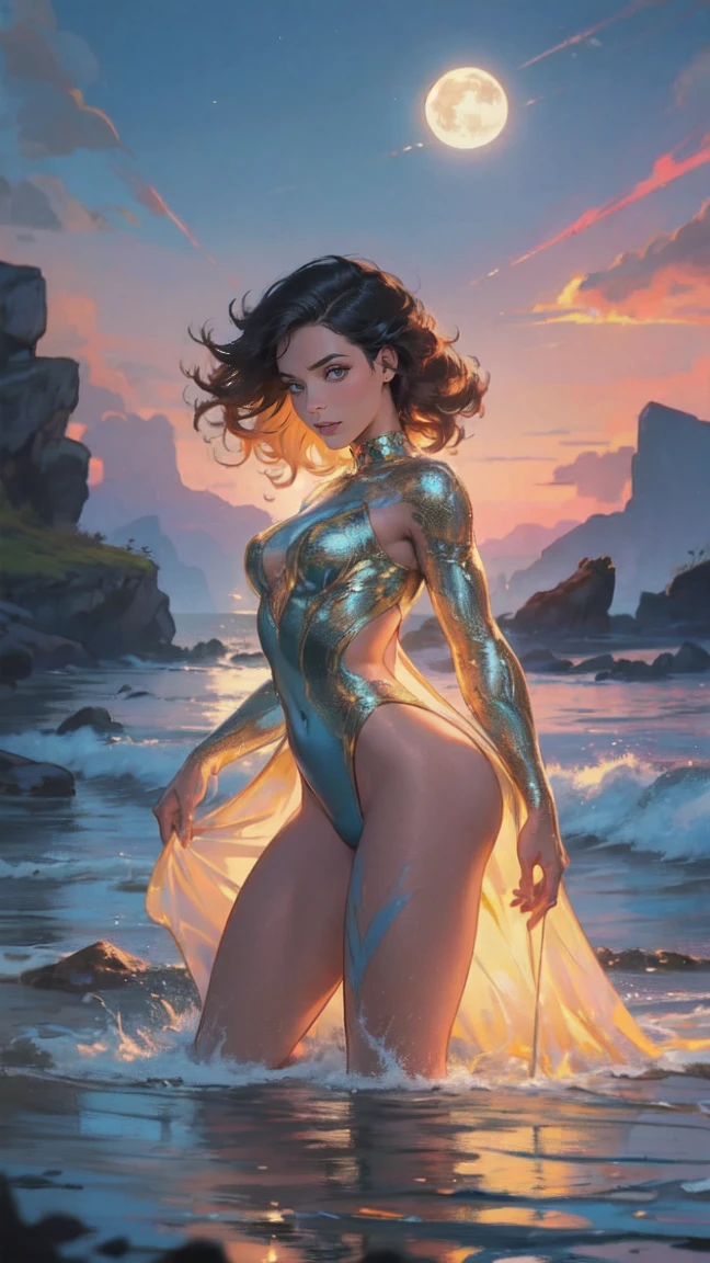 masterpiece), best quality, expressive eyes, perfect face, Textures: 1.5, orange: 1.1, white: 1.3, yellow: 1.3, (redhead woman), sexy, tattoos, (power puffer clothes: 1.2), 3d graffitti, abstract, lines, background circles, by Adam Hughes, art by Jay Anacleto,MASTERPIECE, Stunning, Spectator, reality, full body shot, black and brown hair, long afro styled hair, real water, bathing in river pond, extremely detailed art, blushing, water running down body, small breasts, open legs , sexual arousal, sexual expression, glowing skin, intricate, elegant and highly detailed digital photography, majestic and surreal painting, golden butterfly filigree, beautiful finely detailed eyes: 1.2), hdr, (masterpiece), best quality, expressive eyes looking out of the corner of your eye, perfect face, portrait of a beautiful goddess with afro hair, latin brown skin, intricate digital photography, elegant, highly detailed, majestic, (detailed background window to a new dimension, plants and flowers: 0.7) night sky with moon full, highly detailed face and body, cinematic lighting, photorealistic, 1 girl, 18 years old, dark brown eyes, big eyes, pink lips, bald pussy, well lit, beautiful and aesthetic: 1.2), (fractal art: 1.3), colorful , beautiful goddess emerging from the ocean, full female body, wild waves, big waves, oriental mandala tattoos, transparent dresses merged into sea, skin wet with water, stormy sky, sunset sky, red storm clouds, ancient temple floating in the sea, floating old, ((Solo Beautiful Carribean woman with dark skin and striking eyes)),  shadowed interior background, art by akihiko yoshida, manga art style, colorfield illustration, scary atmosphere, global illumination, by frank frazetta, art by goro fujita, glamor shot, banner, blur, anime key visual, (blue, yellow and gray colors), photorealistic,  dramatic, anime girl, ((african american features, ebony nose)) , black hair, intricately detailed, chiaroscuro, pino daeni, impressionist (best quality, masterpiece)