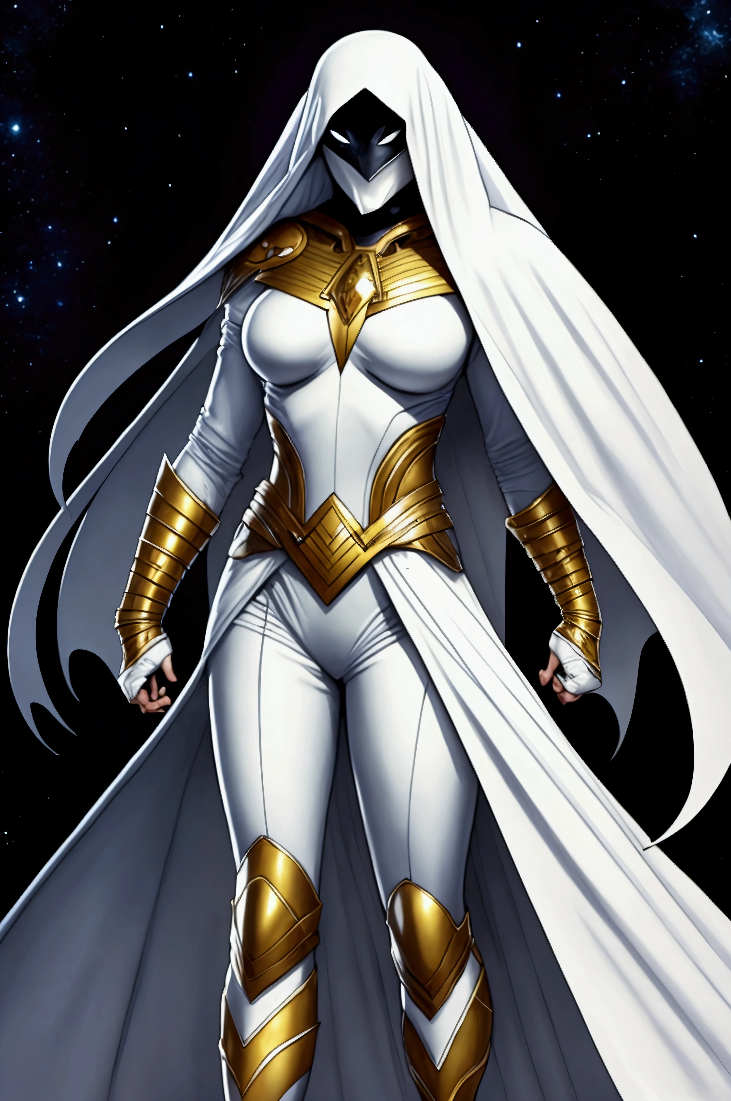 Female Moon Knight, white costume, egyptian design, (Marvel Comics) dark fantasy style art, epischer fantasy artstil HD, fantasy art, Dunkle fantasy art, epic fantasy digital art style, Dunkle fantasy artwork, 4K-fantasy art, dark fantasy digital art, Fantasy-Krieger, HD Fantasy Art, fantasy dark art, dark fantasy style