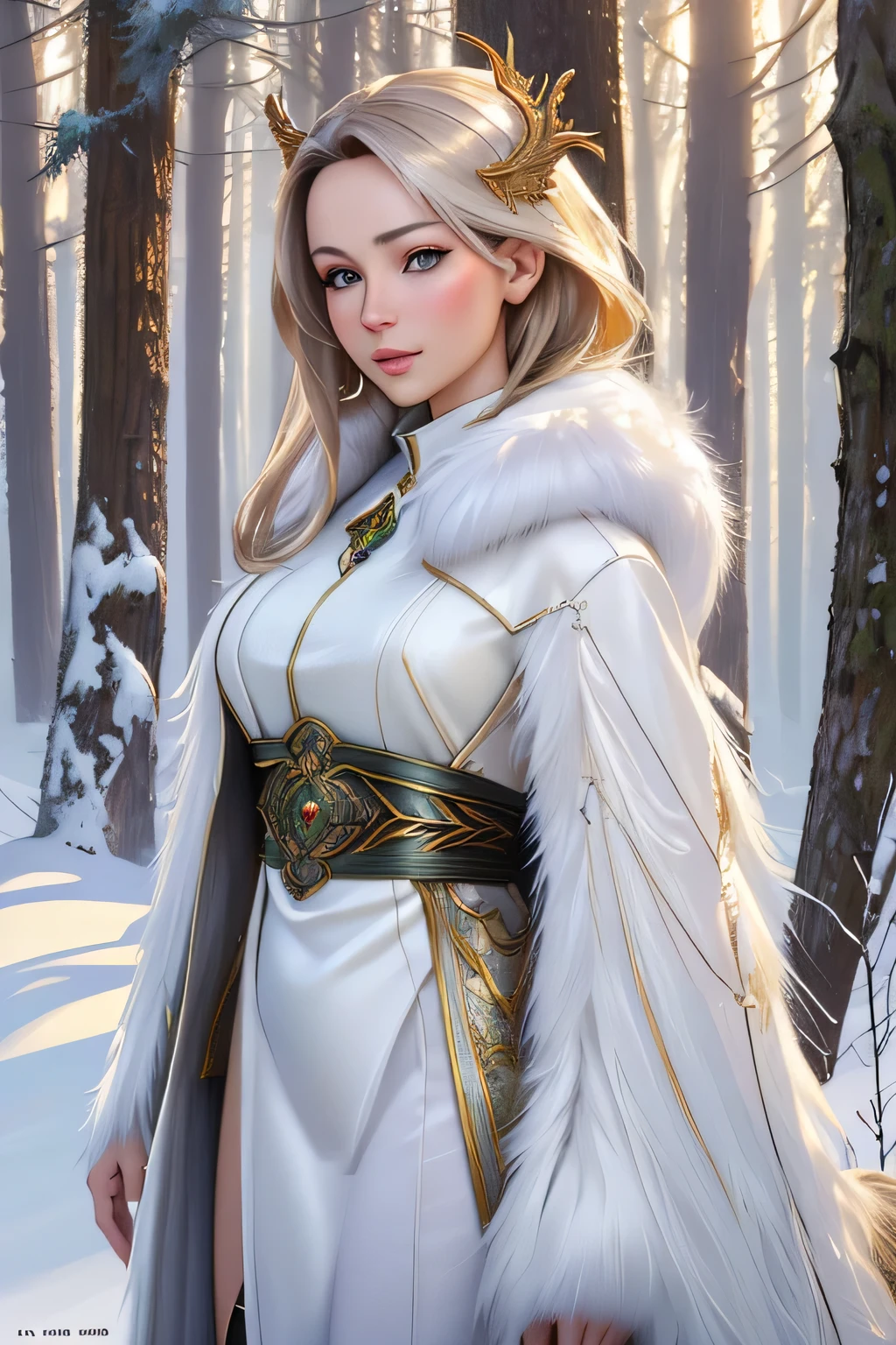 Sexy Character Portrait, Adult, (woman's:1.4), (anthro:1.2), dragon, woman's, Winter Fur White Clothing, Thin, hi res, photo realism, soft shading, presenting , (A detailed eye:1.1), Beautiful eyes, (Masterpiece:1.2), Detailed Face, good anatomy, Detailed scales, 1tail, tail, cinematic lighting, ultradetailed, Professional photography, HDR, ........3d, lifelike, cinematic, Realistic, hyper detailed, max detail, surround light, Author: kenket , by Ross Tran, Michael & Inessa Garmash, Pino Daeni, by ruan jia, solo, (Realistic scale, scale, Realistic texture scale:1), Detailed background, Photorealistic, hyper realistic, Standing, exteriors, Winter Forest,