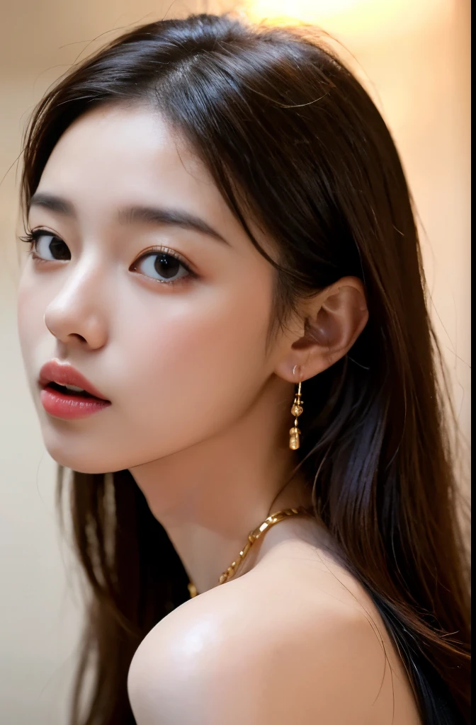 (masterpiece:1.3), (8 thousand, realistic, RAW photos, best quality: 1.4), (1 woman),(very sexy), (Beautiful makeover), (((유난히 아름다운 realistic 얼굴))), (((Create a slim and beautiful body))), (long eyelashes), (double eyelid), (Brown hair, parted, long hair:1.3), (아름다운 parted스타일), (Realistic and truly beautiful and delicate eyes), (((beautiful and big breasts))), (realistic and beautiful skin), (absurd), (attractive), (ultra high resolution), (extremely realistic), (very detailed), (golden ratio), (necklace), (earring), (So beautiful and sexy), (((beautiful eyes))), (((high nose))), (((small nostrils))), (((beautiful mouth))), (((beautiful mouth술)))