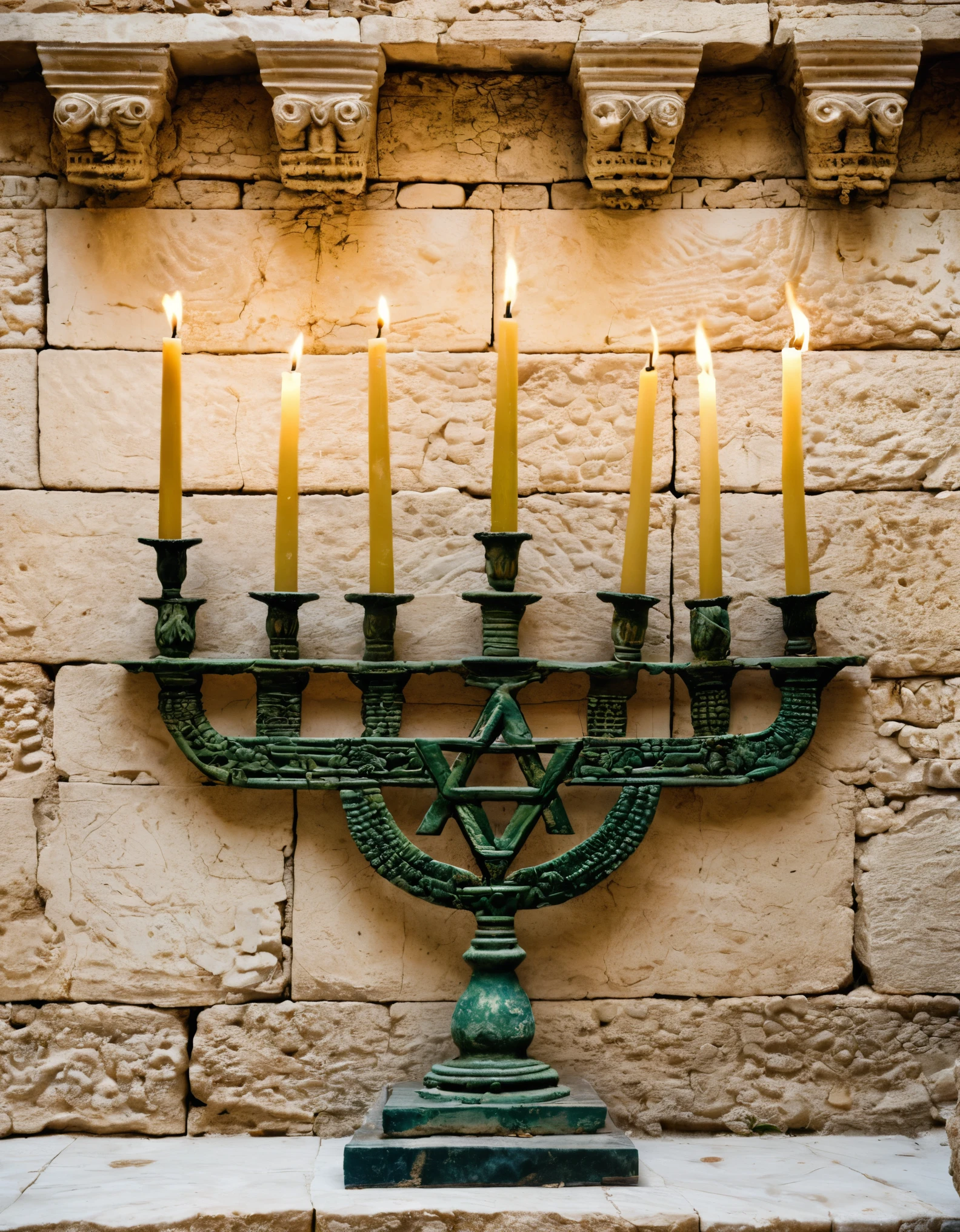 Around 70 AD, a Jewish symbol taken by Roman troops from the destroyed Temple in Jerusalem, Menorah, A candlestick that holds Seven candles