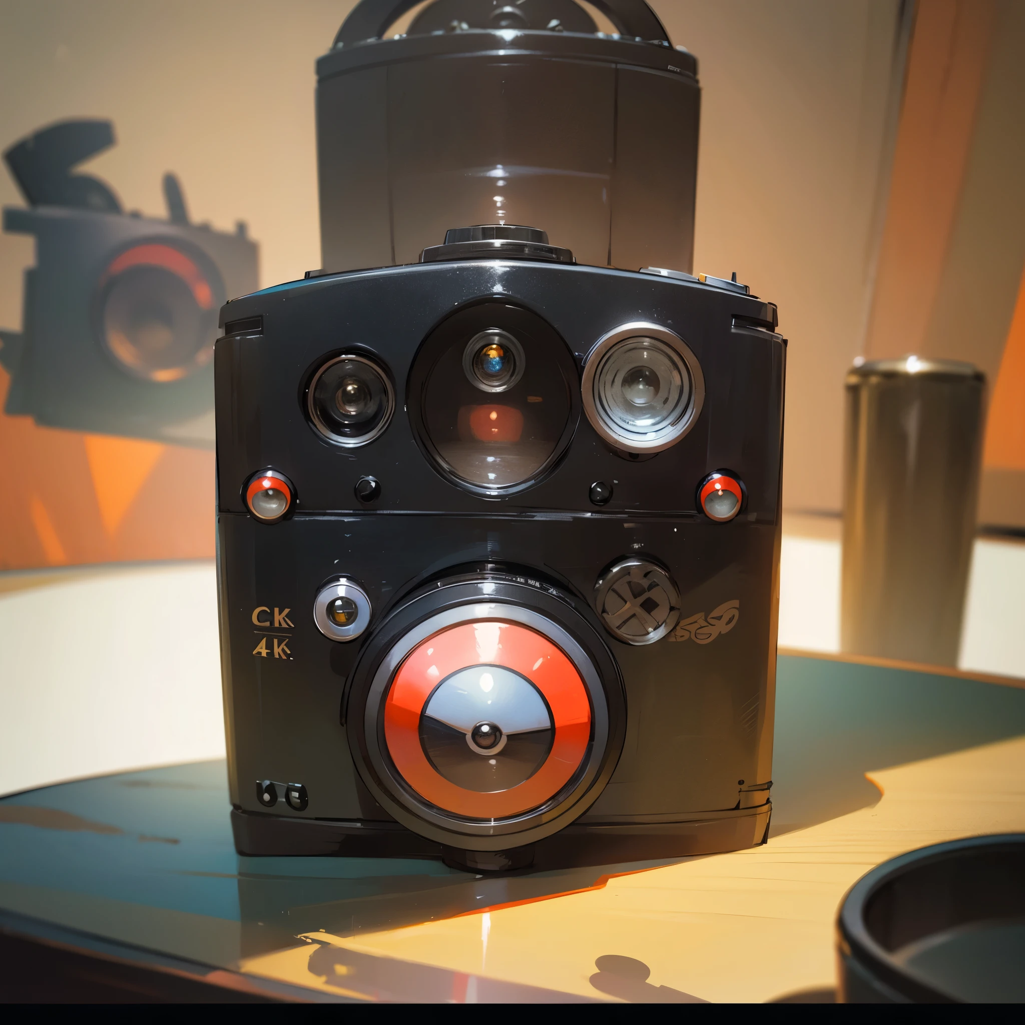 A highly detailed, hyper-realistic photograph of a vintage retro camera, pokeball, safari theme, high resolution, 8K, masterpiece, intricate details, Instagram profile icon