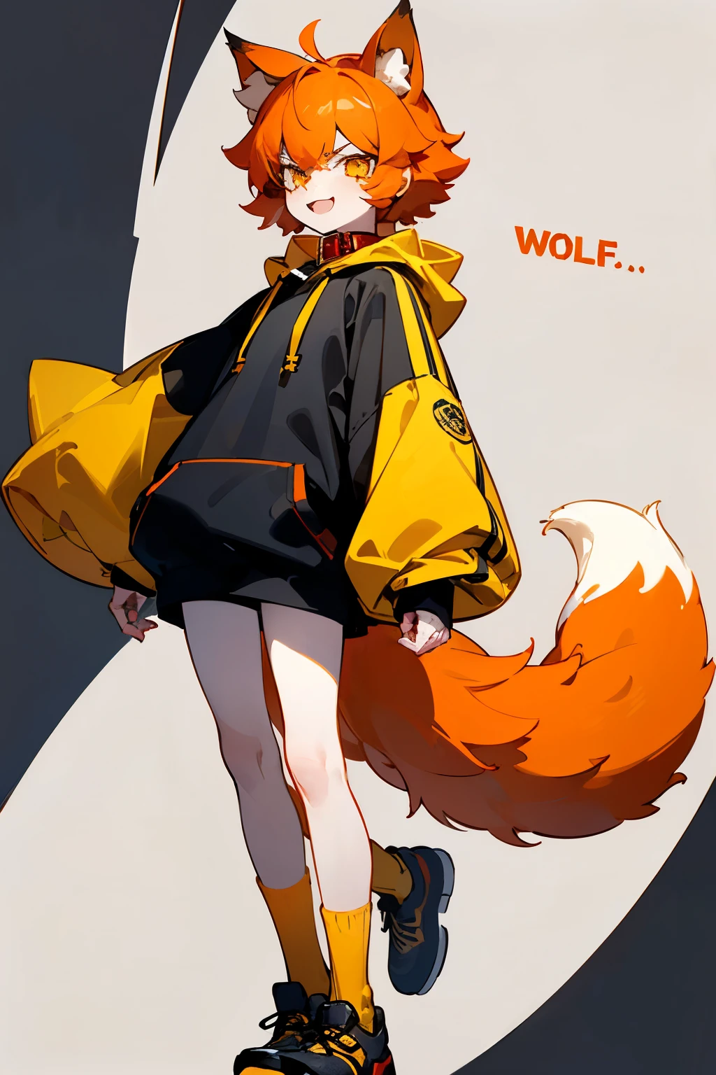 (*I'm Elliot, a short wolf boy with 5'3)


(Using an oversized pastel yellow hoodie, black short and orange socks, I had ginger short hair along with wolf ears and wolf tail of the same color. I had white skin and yellow eyes)

(I had a strange personality, sometimes I seemed very happy, lazy and cute, but sometimes I was grumpy, like a wolf)

(I wore a red dog collar because I thought it was pretty)

*my wolf ears and tail were fluffy and ginger like my hair, and I had yellow wolf eyes*